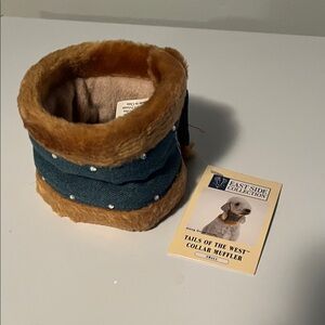 Blue and Tan gem studded Dog Collar Muffler